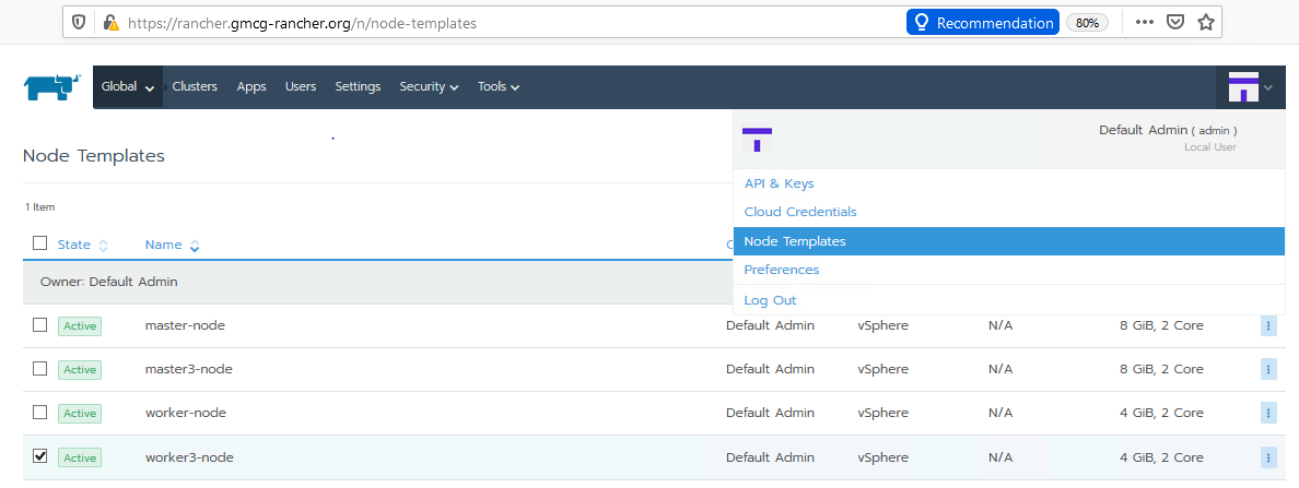 "Node templates"