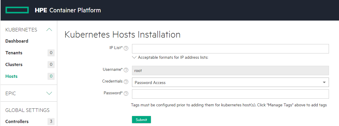 Adding Kubernetes host